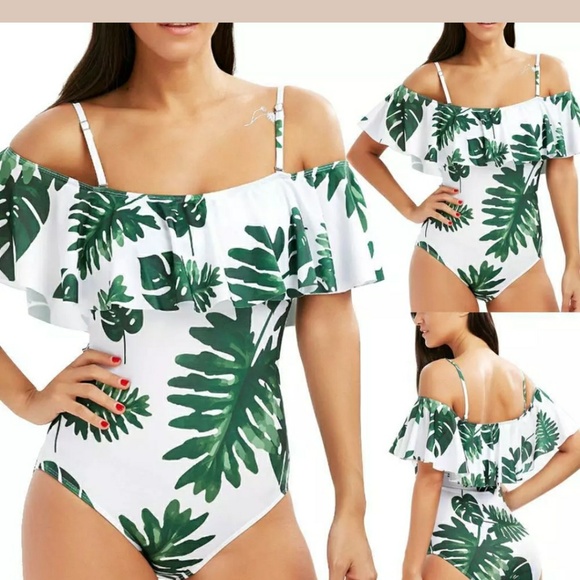 Off Shoulder Ruffle Swimsuit - Picture 2 of 3